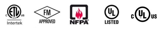 logotipos de normativas para rociadores contra incendios